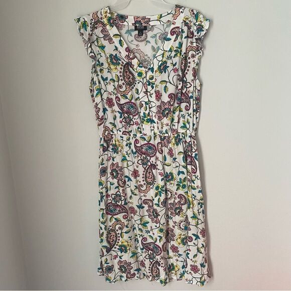 A.N.A. women’s Flutter Sleeve V Neck A Line Midi Floral Dress - Picture 1 of 4